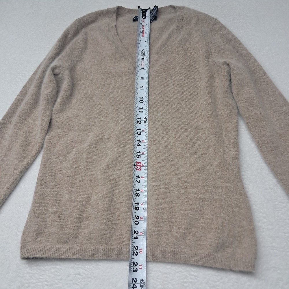 Marina Luna Sweater Womens Medium Tan Angora Rabbit Hair Blend Quiet Luxury View 5